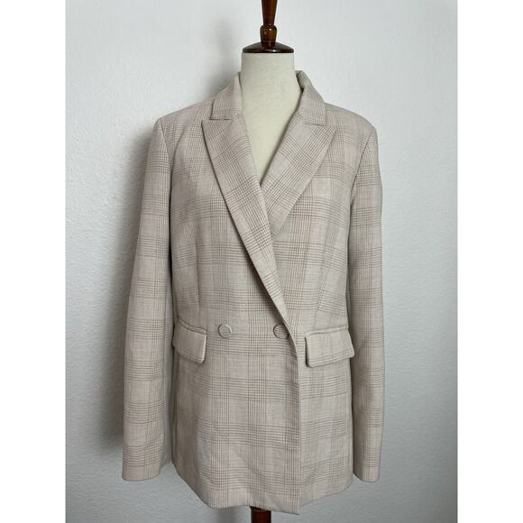 House of Harlow 1960 Jacket Blazer Double Breast Plaid Stretch - Picture 1 of 11